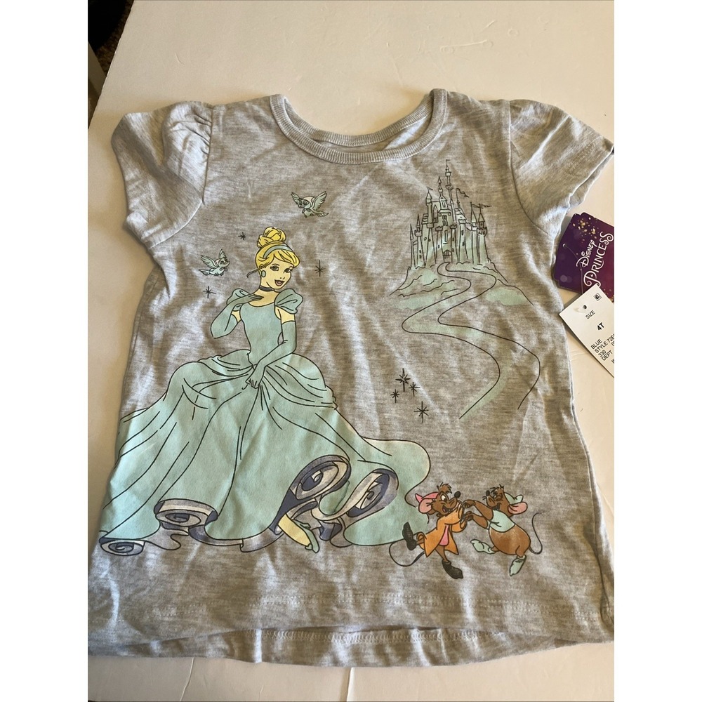 Disney Princess T-shirt Girls 4T Gray NEW Cinderella Castle Gus Jaq c832